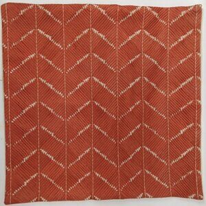 Pottery Barn Ikat Chevron Embroidery Pillow Cover Orange Cream 18"x 18"